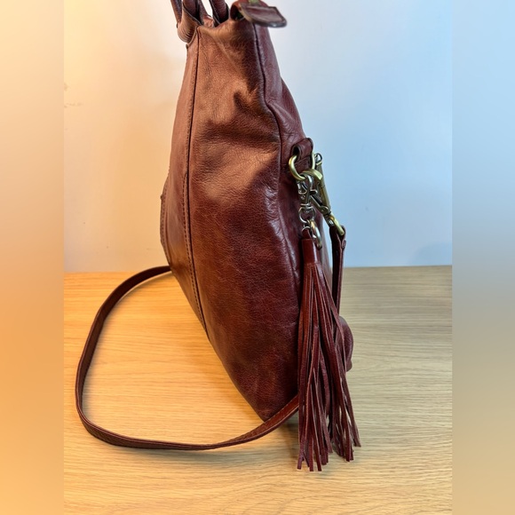 Vintage HOBO “Lennon” Deep Burgundy Leather Satchel w/ Tassel - Picture 9 of 14
